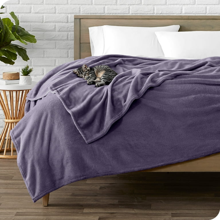 Bare Home Microplush Fleece Blanket 300 GSM Fuzzy Microfleece Soft Plush Full Queen Dusty Purple