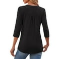 thumbnail image 6 of 3/4 Length Sleeve Womens Tops 2026 Trendy V Neck Pleated Front Tunic Dressy Casual Work Shirt Womens Blouses, 6 of 6