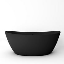 Castello USA Manhattan 64" Freestanding Solid Surface Soaking Bathtub in Black