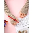 thumbnail image 3 of 5 pares de guantes de punto sin dedos para mujer, manoplas largas tejidas con agujero para el pulgar Rojo Verde, 3 of 6
