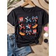 thumbnail image 1 of 4th of July Patriotic Girls' Summer Shirt - Loose Fit Cute Top with Stars, Balloons & Uncle Sam Hat Print, Breathable Knit Short Sleeve Tee for Holiday, Independence Outfits for Girls, 1 of 6