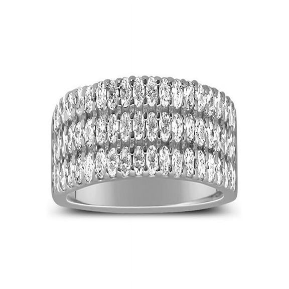Unique 3 Row 1 Carat Round Diamond Wedding Ring Band in White Gold