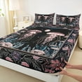 thumbnail image 3 of Castle Fairy Pink Jellyfish 4-Piece Full Size Sheets,Marine Animal Bed Sheets,Bohemian Flower Lightweight Sheet Sets,Ultra Soft Abstract Home Decor, 3 of 7
