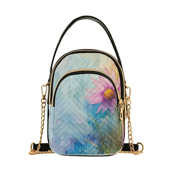 ALAZA Chain Crossbody Bags for Women Watercolor Artistic Wildflower Shoulder Handbag Phone Purse