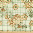 thumbnail image 2 of Ambesonne Baroque Floral Fabric by the Yard Upholstery, Leafy Blooming Rose, 5 Yards, Reseda Green Dark Peach, 2 of 5