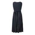 thumbnail image 7 of Sngxgn Women's Summer Dresses Collar V Neck Sleeveless Midi Dress Causal Stripes Ribbed Knit Bodycon Dresses(Blue,M), 7 of 7