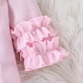 thumbnail image 5 of mgoYE Newborn Baby Girl Birthday Outfit Halfway to One Jumpsuit Long Sleeve Ruffle Knit Romper with Headband(Pink,3-6 Months), 5 of 5