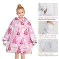 thumbnail image 6 of Pink Christmas Tree Pattern Blanket Hoodies for Kids 6-13YR Oversize Wearable Blanket Hoodies for Boys Girls Teens, 6 of 7
