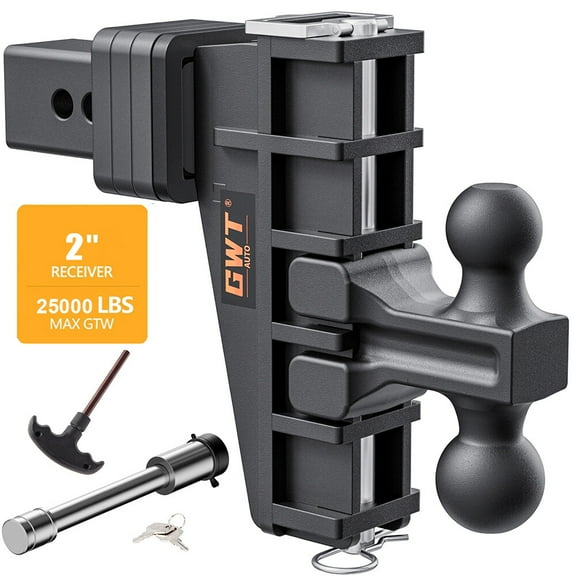 2" Receiver 6" Drop Adjustable Towing Hitch Solid Ball Mount Trailer 25000 lbs