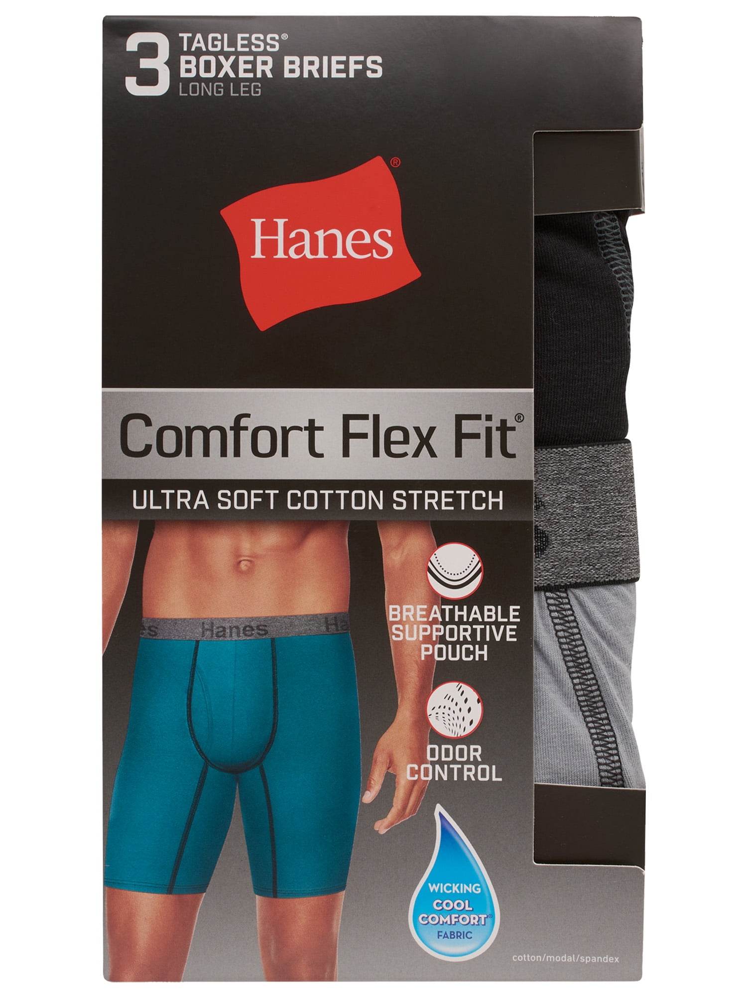 Pacote com 3 cuecas boxer masculinas Hanes Comfort Flex Fit ultramacias e  elásticas