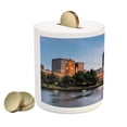 thumbnail image 2 of City Piggy Bank, Early Morning Scenery in Melbourne Australia Famous Yarra River Scenic, Ceramic Coin Bank Money Box for Cash Saving, 3.6" X 3.2", Orange Green Pale Blue, by Ambesonne, 2 of 4