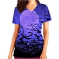 thumbnail image 2 of LSLJS Women Tops Manches Courtes Col en V Uniforme de Travail Imprimé avec Poche Blouse, Halloween Tops for Women, 2 of 5