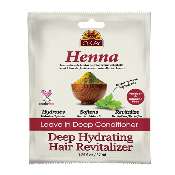 OKAY Natural Henna Leave-In Hair Conditioner – Revitalizing, Softening & Refreshing Hair, Sulfate, Silicone & Paraben-Free, All Hair Types & Textures, 1.5 oz