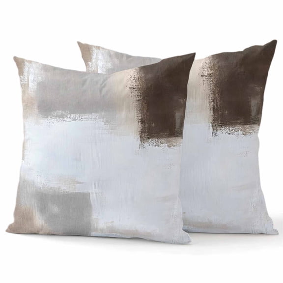 Throw Pillow Covers 16x16 Inch Set of 2 Brown Oil Painting Decorative Pillow Covers Art Paiting Cushion Cover Pillowcase for Sofa Couch Bed Home Decor