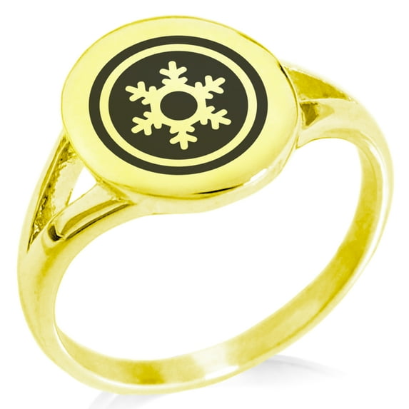 Stainless Steel Ice Element Rune Minimalist Oval Top Polished Statement Signet Ring