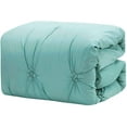thumbnail image 2 of Sapphire Home Luxury 7 Piece Full/Queen Comforter Set with Shams Cushions, Unique Pinch Pleat Pintuck Style, All Season Comforter, Bed Cover Bed in a Bag, 21921, Queen, Aqua/Teal, 2 of 4