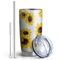 thumbnail image 2 of 20 Oz White Sunflower Coffee Tumbler Double Wall Insulated Stainless Steel Water Bottle | Metal Reusable Thermoses Flask with Cup Cap | Leak & Sweat Proof with Anti-Dust Lid, 2 of 7