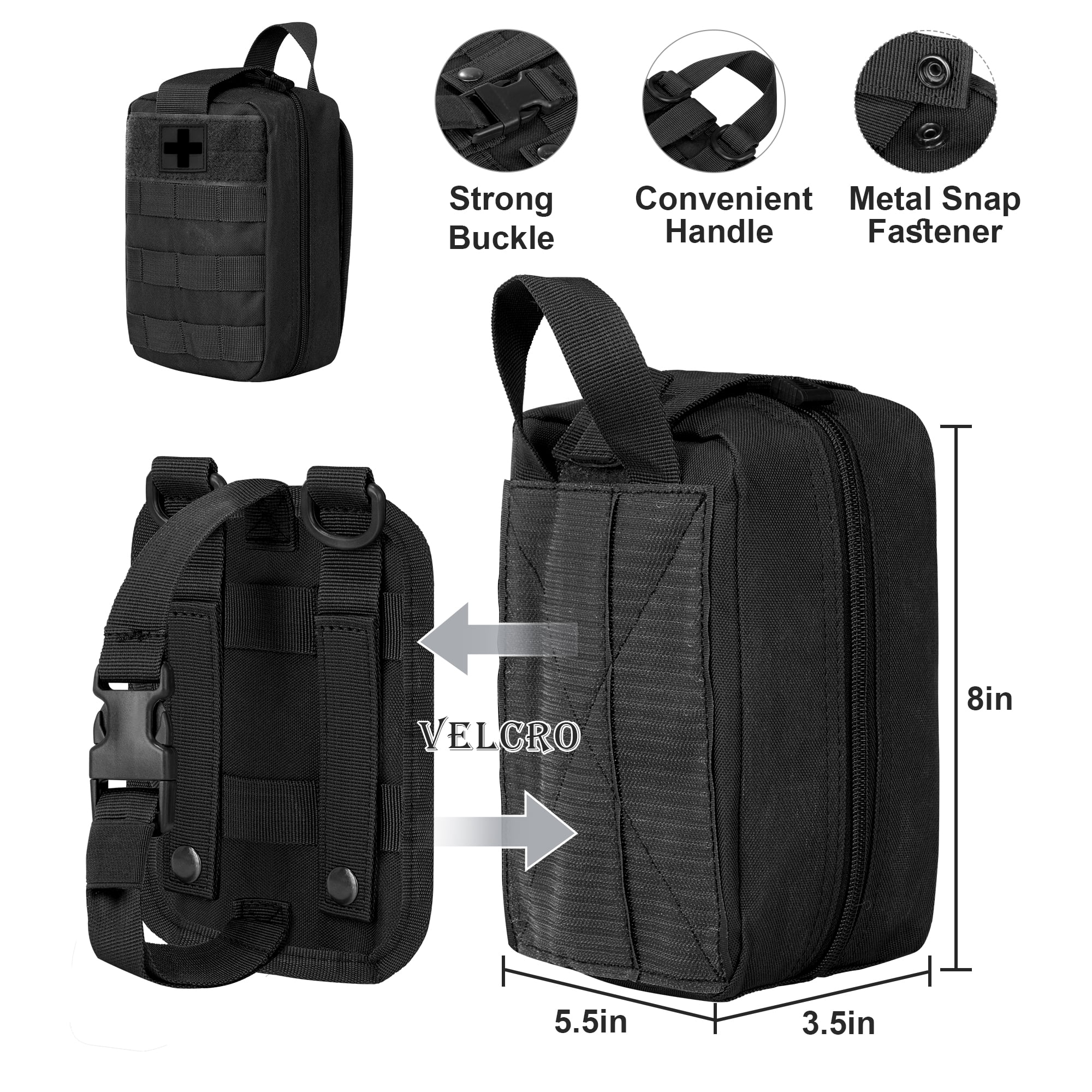 Bombrooster Tactical MOLLE Pouch Kit for Hiking & Camping - 3-in-1 EDC Bag with Phone Holder, Water Bottle Pouch, and First Aid Kit Bag for Outdoor, Duty, Survival Gear