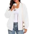 thumbnail image 6 of Womens Sweatshirt Cardigan Solid Color Long Sleeve Open Front Loose Sweatshirts with Pockets White S, 6 of 9