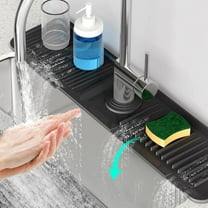 2024 New Kitchen Sink Splash Guard Silicone Draining Mat, Faucet Mat for Kitchen Sink, Fast Draining Sink and Anti-slip Silicone Mat for Kitchen & Bathroom Sink Tidy Splash Guard Mat (Green)