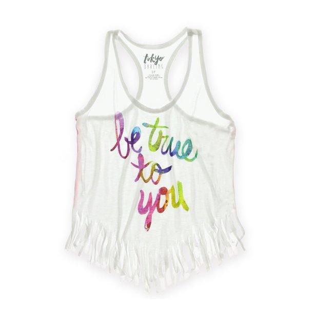Aeropostale Be Tru - Camiseta sin mangas con flecos para mujer, color blanco, extragrande