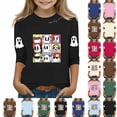 thumbnail image 1 of MKOSPLRT T-Shirts d'Halloween pour Enfants Filles Garçons Manches 3/4 Col Rond T-Shirts Graphiques Amusants Décontractés Amples pour Sortir T-Shirts Rentrée des Classes, 1 of 4