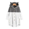 thumbnail image 2 of LYXSSBYX Women Long Sleeve Shacket Jacket Hot Sale Clearance Women Button Plush Tops Hooded Loose Cardigan Solid Color Patchwork Coat Jacket, 2 of 5