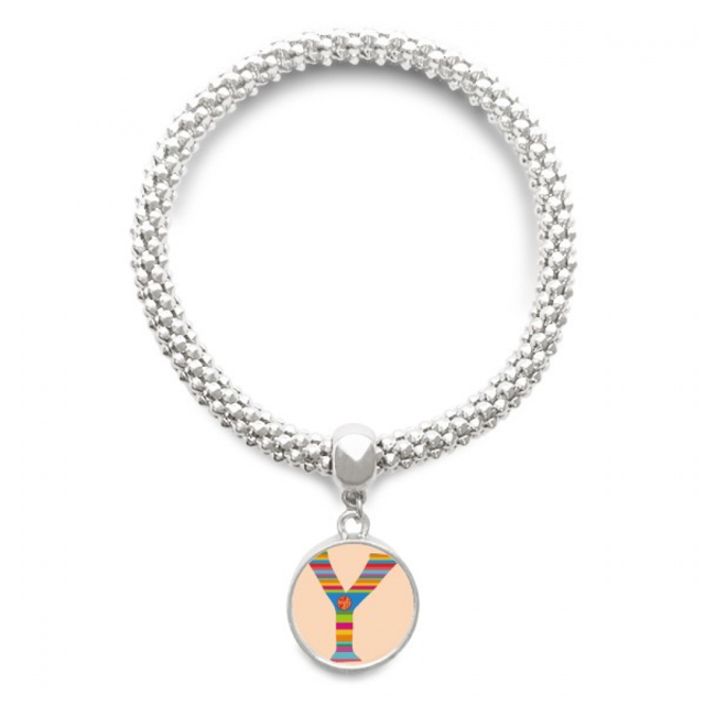 Y Alphabet Orange Fruit Cute Pattern Sliver Bracelet Pendant Jewelry Chain Adjustable Bangle