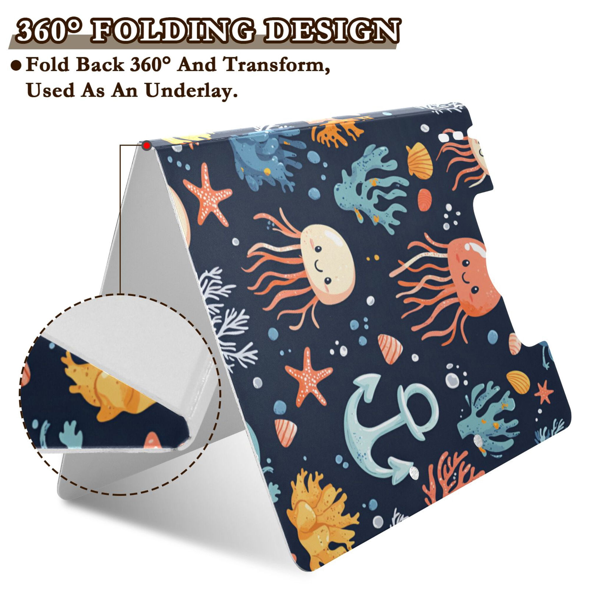 FORMRS A4 Clipboard Folder with Pen Holder Horizontal Foldable School Office Binder, Red Jellyfish