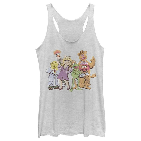 Women's The Muppets The Gang Racerback Tank Top White Heather Medium
