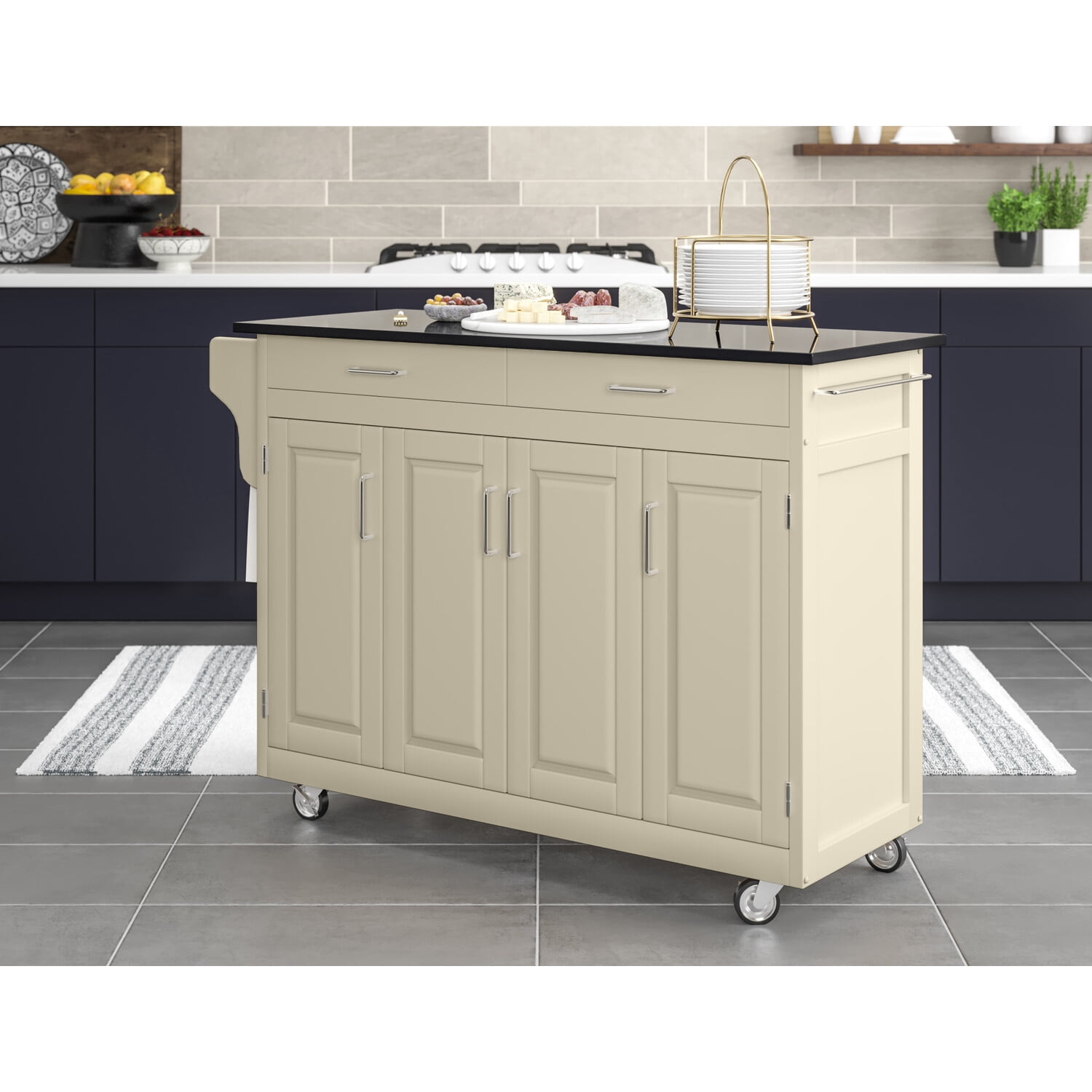 Create-a-Cart White Finish Black Granite Top