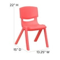 thumbnail image 4 of Emma + Oliver 4 Pack Red Plastic Stack School Chair with 12" Seat Height - Kids Chair, 4 of 11