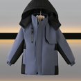 thumbnail image 2 of DJDLJWCJ Boys Winter Coats Stand Collar Warm Hooded Jacket Solid Color Long Sleeve Coat Gray Size 6, 2 of 9