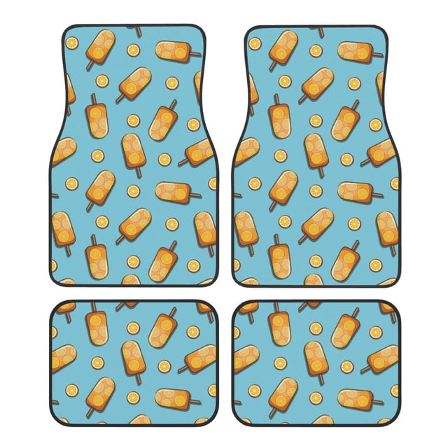 Lsque Tapis de Sol Imprimé Crème Glacée Citron 4 Pcs, Doublures en Caoutchouc Résistantes, Design Antidérapant, Protection Automobile Toutes Saisons, Véhicules, Voitures, Camions et SUV