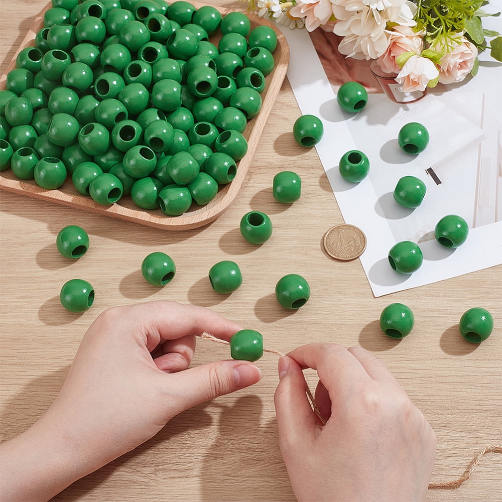 250Pcs Wood European Rondelle Beads Green 20x17.5mm Hole: 9mm 250pcs/set
