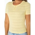 thumbnail image 5 of Celebrity Pink Women's Short Sleeve Pointelle Henley, Sizes XS-XXXL, 5 of 5