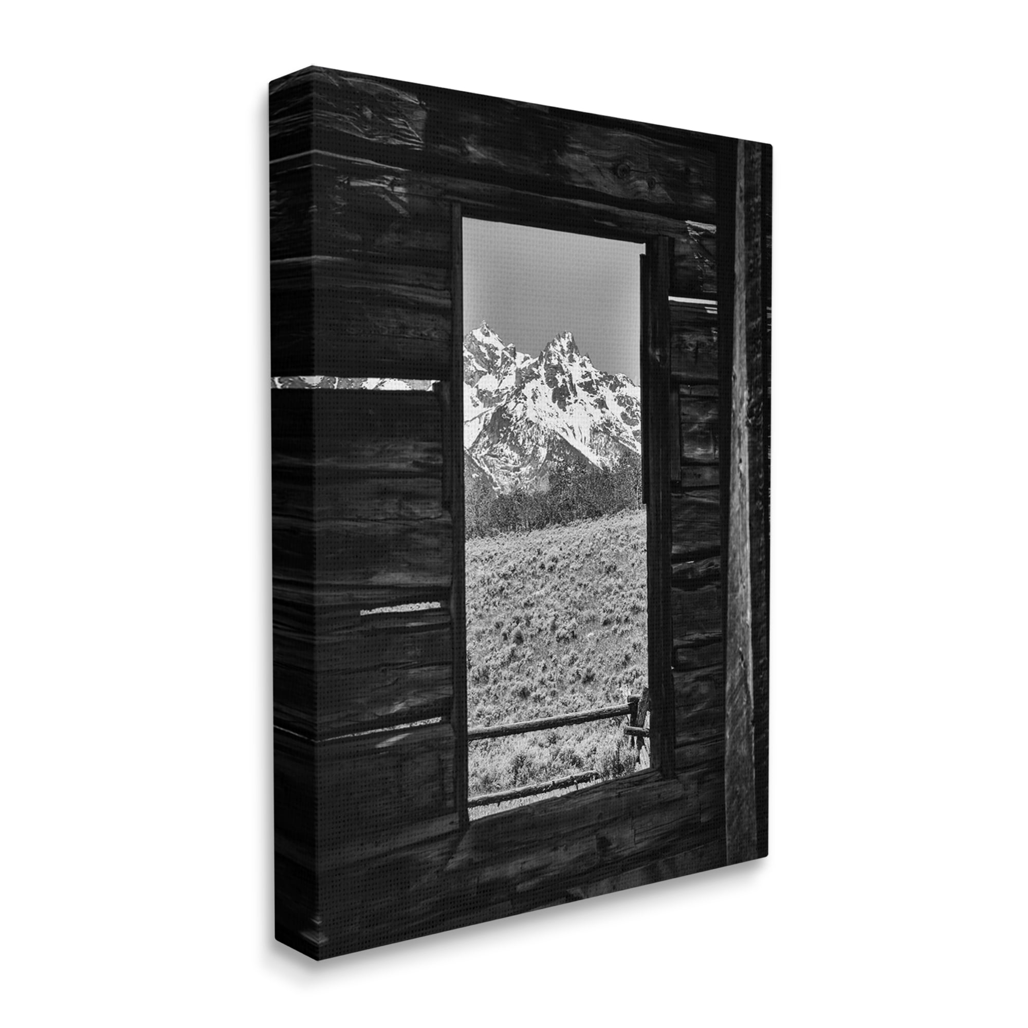 Stupell Industries Mountain in Cabin Window Landscape Photography Gallery Wrapped Canvas Art Print Wall Art, 30 x 40