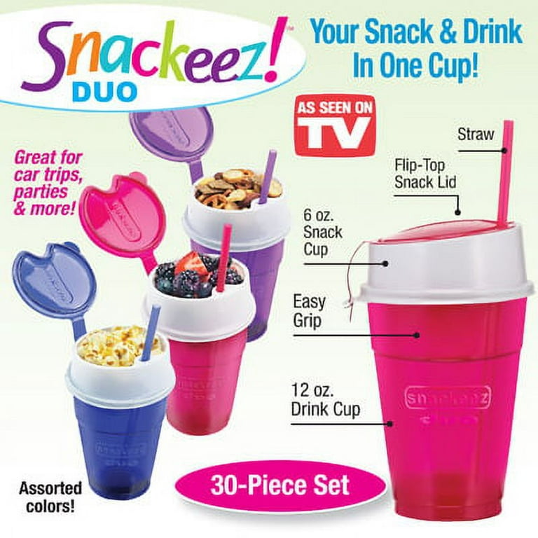 Snackeez! 2-in-1 Drink and Snack Cup 8oz &16 Oz Lime Green /Teal As Seen On  TV