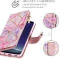 thumbnail image 4 of Wallet Case for Samsung Galaxy S21 Plus, Premium Vintage PU Leather Magnetic Closure Handbag Zipper Pocket Case Kickstand Card Holder Slots with Wrist Strap Flip Case - Pink&Purple, 4 of 7