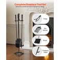 thumbnail image 4 of Neatifyes Fireplace Tool Set, 4 PCS Fire Tool Set and Holder with Three-Prong Stand, Ash Shovel, Brush, Fire Place Poker, Wrought Iron Fireplace Accessories for Campfire Indoor/Outdoor, Black, 4 of 9
