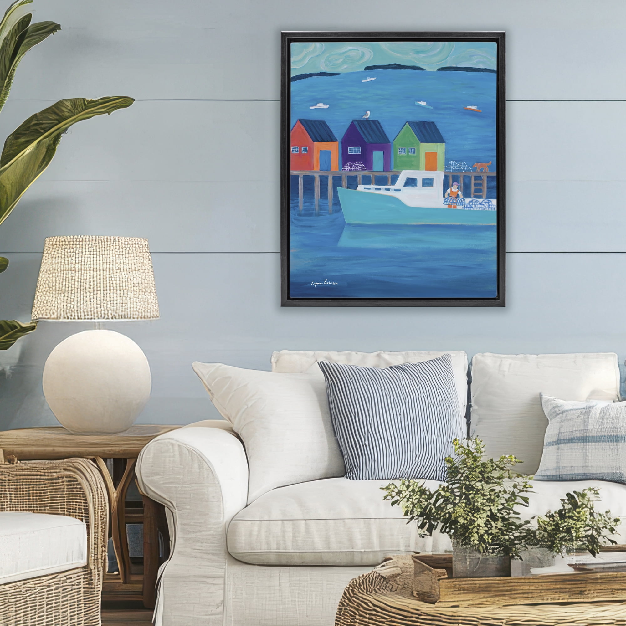 Stupell Industries Out Hauling Traps Black Framed Floater Canvas Wall Art, design by Lynn Ericson Fine Art