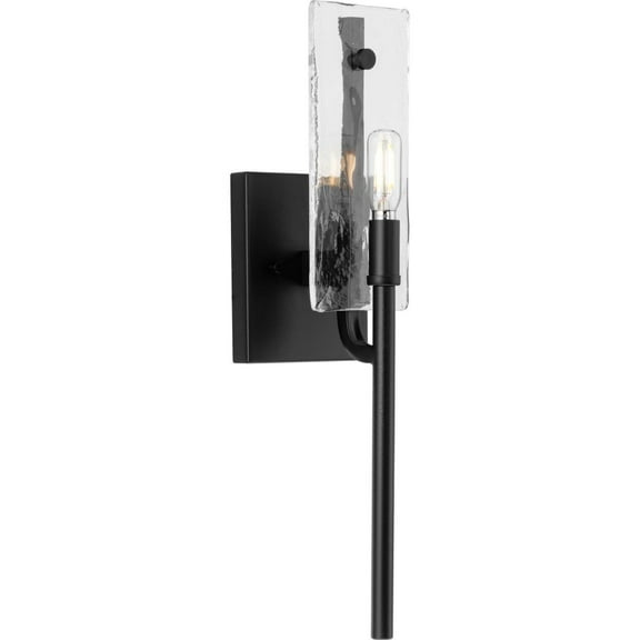 Progress Lighting, Rivera Collection, 1-Light Wall Sconce, Matte Black, Clear Textured Glass
