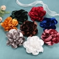 thumbnail image 4 of Broches y alfileres de flores de rosa para mujeres, alfileres de solapa de 5.5 pulgadas, delicadas flores de satén en forma de camelia, clips para el cabello [14cm, verde oscuro], 4 of 7