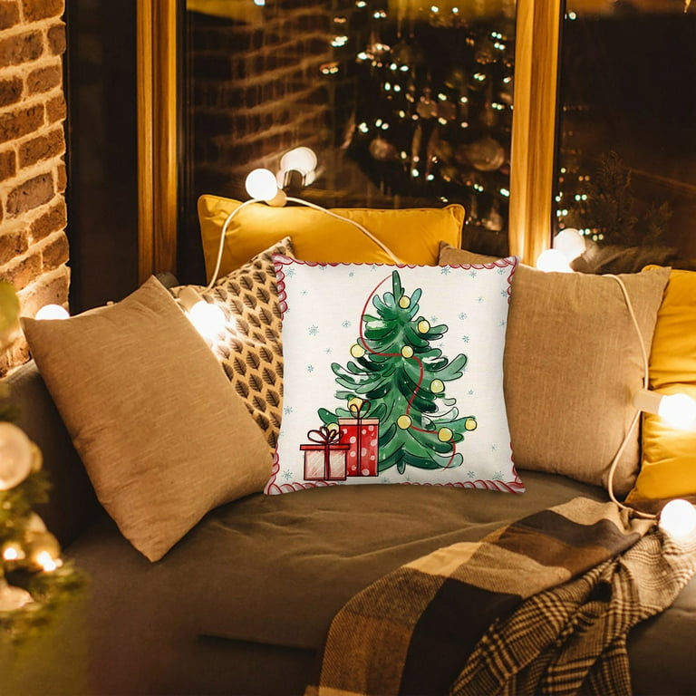 DFXSZ Christmas Pillow Covers 18x18 Inch Set of 2 Christmas Tree Decorative  Throw Pillows Winter Christmas Decor for Home Couch 35