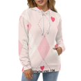 thumbnail image 4 of Pink Hearts Argyle Pattern 3D Print Hoodie Men Women Autumn Thin Pullover Sweatshirt Vintage Streetwear Tops, 4 of 6