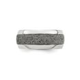 thumbnail image 3 of Gem & Harmony Mens Titanium 10mm Pattern Band Ring with Grey Crete for Men, 3 of 5