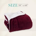 thumbnail image 2 of Mocassi Reversible and Ultra-Plush Flannel Fleece 50 x 60 inches - All Season Sherpa Throw, Lightweight Soft Throw, Perfect for Lounging, Burgundy, 2 of 5
