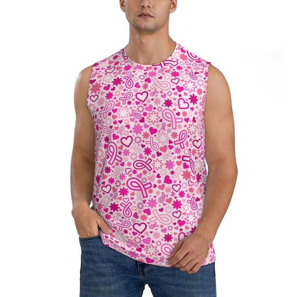 Balery Breast Cancer Awareness2 Camisetas sin mangas para hombre, absorbe la humedad y protege contra el mal olor.-X-Large