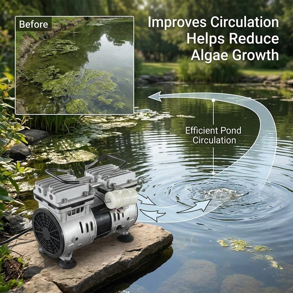 550W Power Air Compressor, Pond Aerator, Pond Aerator Pump, Pond Aeration Kit with Timer for Commercial Fish Pond
