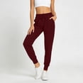 thumbnail image 2 of Arlun Womens Tapered Leg Jogger Pants with Pockets Soft Loose Fit Elastic Waist Comfortable Athletic Wear for Everyday Simple Stylish Pure Color Workout Trousers Red L, 2 of 4